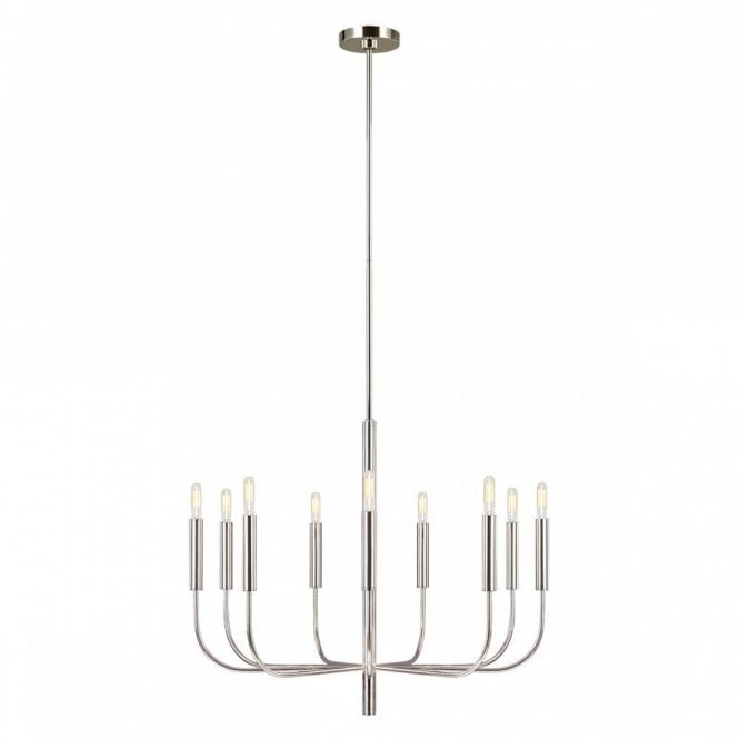 BRIANNA 9 light minimalist design chandelier in a polished nickel finish
