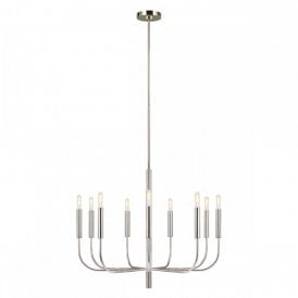 BRIANNA 9 light minimalist design chandelier in a polished nickel finish