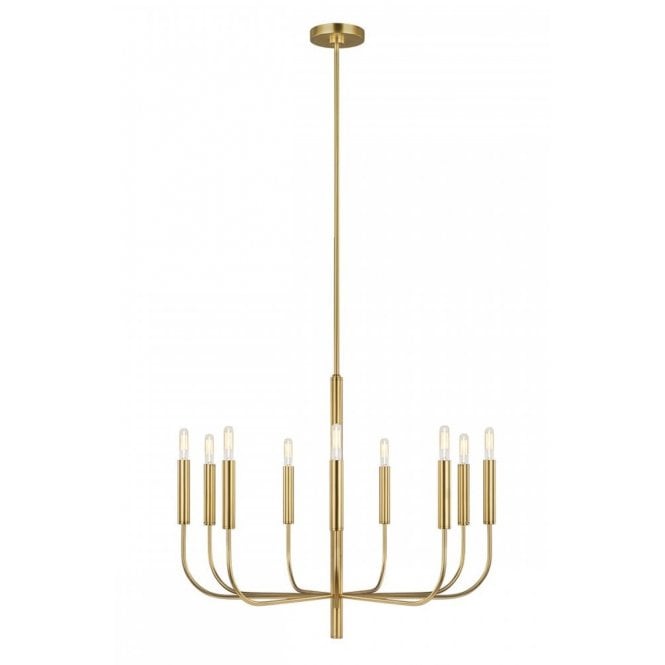 BRIANNA 9 light minimalist design chandelier in a rich burnished brass finish