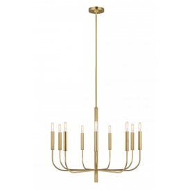 BRIANNA 9 light minimalist design chandelier in a rich burnished brass finish