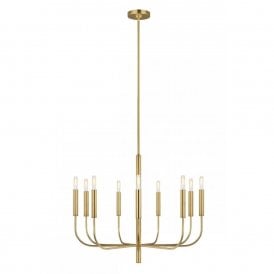 BRIANNA 9 light minimalist design chandelier in a rich burnished brass finish