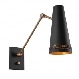 a modern adjustable wall in a matt black finish with leather accents 