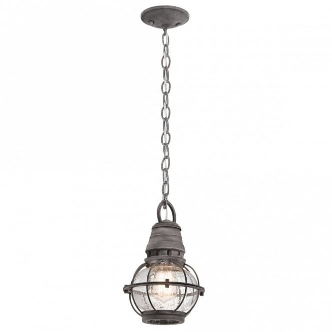 BRIDGE POINT nautical style outdoor hanging porch lantern with seeded glass