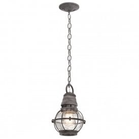 BRIDGE POINT nautical style outdoor hanging porch lantern with seeded glass