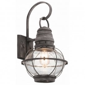 BRIDGE POINT nautical style outdoor zinc wall lantern with seeded glass - large