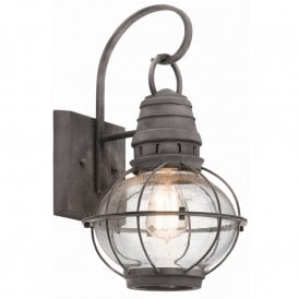 BRIDGE POINT nautical style outdoor zinc wall lantern with seeded glass - mediuim