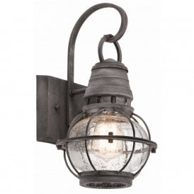 BRIDGE POINT nautical style outdoor zinc wall lantern with seeded glass - small