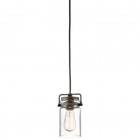 BRINLEY mini glass jar ceiling pendant light, bronze suspension