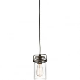 BRINLEY mini glass jar ceiling pendant light, bronze suspension
