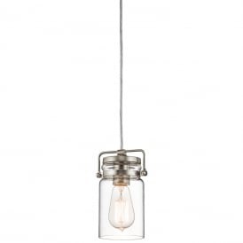 BRINLEY mini glass jar ceiling pendant light on nickel suspension
