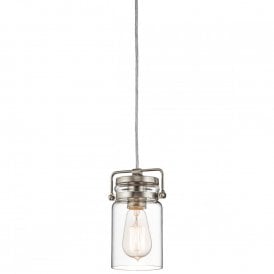 BRINLEY mini glass jar ceiling pendant light on nickel suspension