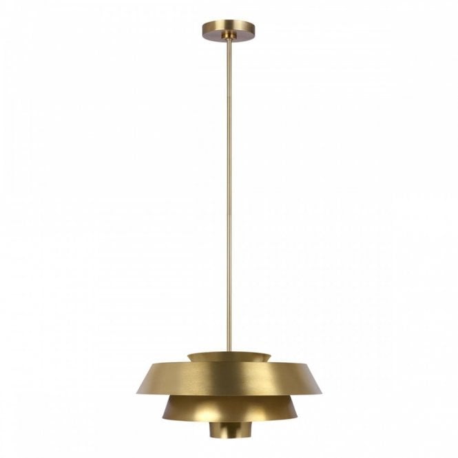 BRISBIN modern mid-century tiered ceiling pendant in burnished brass
