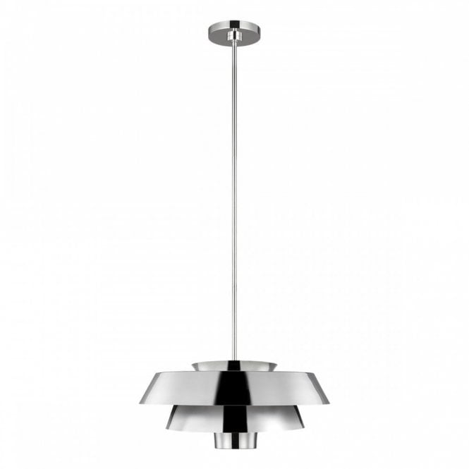BRISBIN modern mid-century tiered ceiling pendant in polished nickel