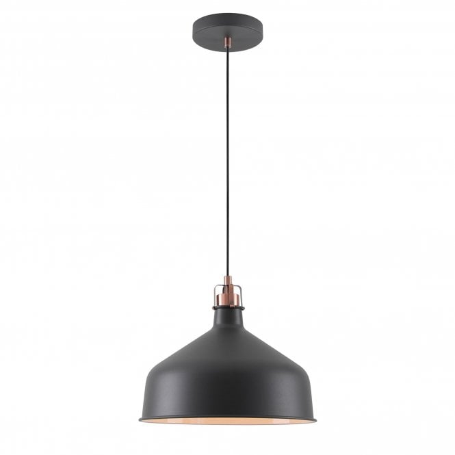 BROCK Dark Graphite ceiling pendant with copper detailing - Large