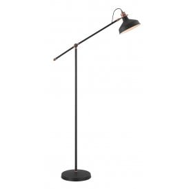 BROCK graphite and copper floor lamp with adjustable cantilever arm