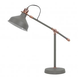 BROCK matt grey and copper desk lamp with adjustable angled arm