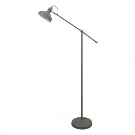 BROCK matt grey and copper floor lamp with adjustable cantilever arm