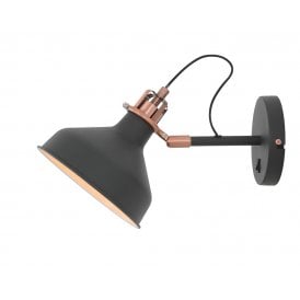 BROCK retro Dark Graphite and copper adjustable wall light