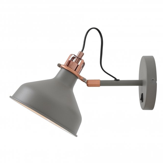 BROCK retro matt grey and copper adjustable wall light