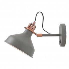 BROCK retro matt grey and copper adjustable wall light