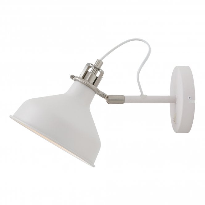 BROCK retro matt white and satin nickel adjustable wall light