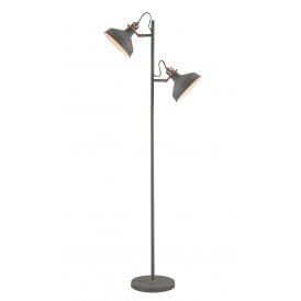 BROCK retro style matt grey and copper 2 light floor lamp