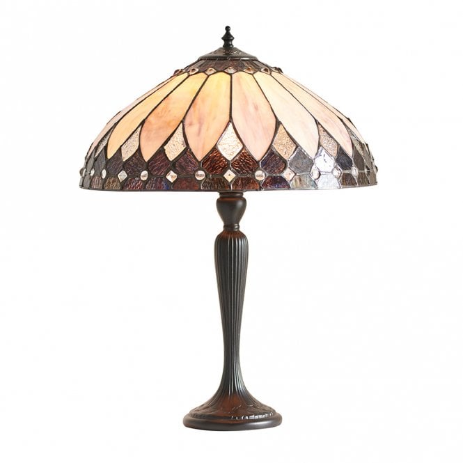 BROOKLYN Tiffany Art Deco medium table lamp with bronze base