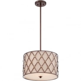 BROWN LATTICE drum ceiling pendant light with copper detailing - medium