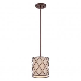 BROWN LATTICE mini ceiling pendant light with copper detailing