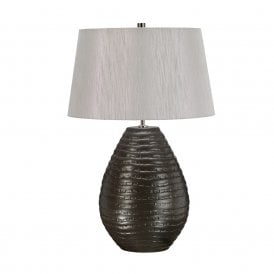 BRUNSWICK graphite textured ceramic base table lamp with silver shade