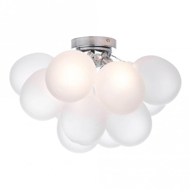 BUBBLES 4 Light Flush Polished Chrome Frosted Glass