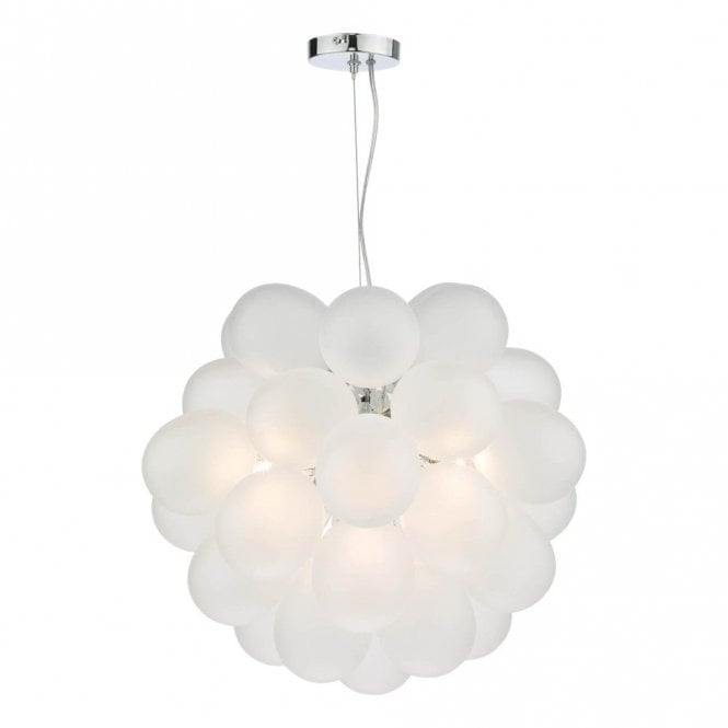 BUBBLES 6 Light Pendant Polished Chrome Frosted Glass