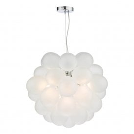BUBBLES 6 Light Pendant Polished Chrome Frosted Glass