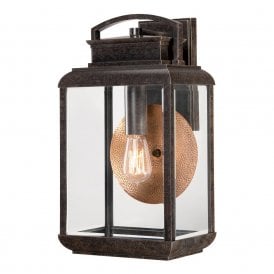 BYRON traditional bronze garden wall light with copper reflector - large