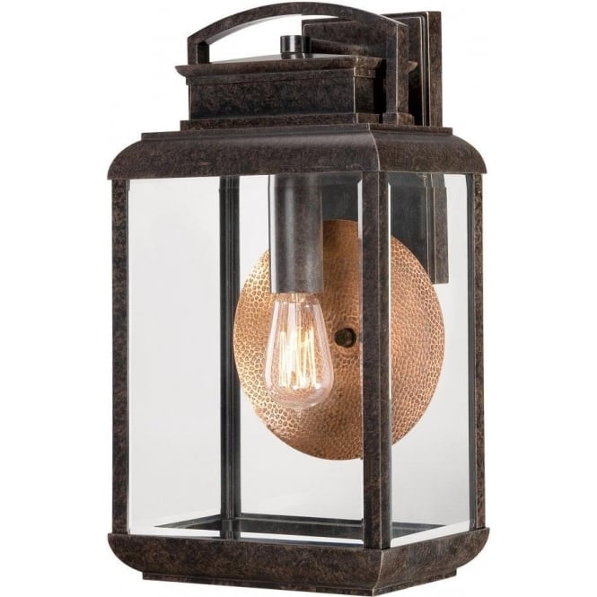 BYRON traditional bronze garden wall light with copper reflector - large