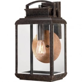 BYRON traditional bronze garden wall light with copper reflector - large
