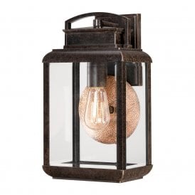 BYRON traditional bronze garden wall light with copper reflector - medium