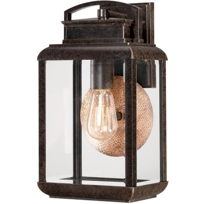 BYRON traditional bronze garden wall light with copper reflector - medium