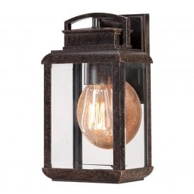 BYRON traditional bronze garden wall light with copper reflector - small