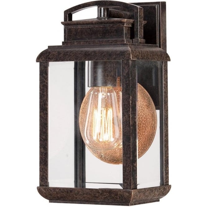 BYRON traditional bronze garden wall light with copper reflector - small