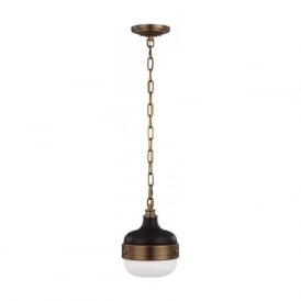 CADENCE industrial style black and brass mini ceiling pendant light