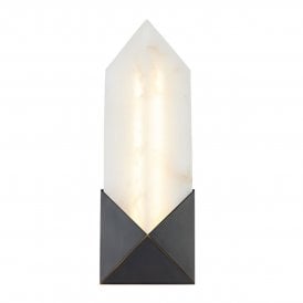 small LED wall sconce in a contemporary style finished in urban bronze with alabaster shade