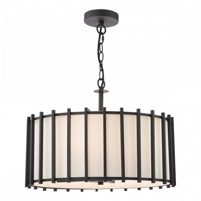 Cagliari 4 Armed Drum Pendant in Matt Black and Ivory