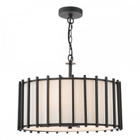 matte black and ivory drum pendant