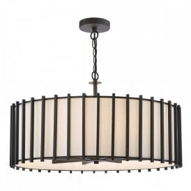 matte black and ivory drum pendant