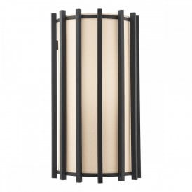 matte black wall light with ivory shade
