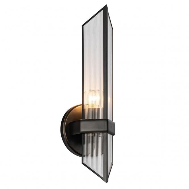 Cairo Urban Bronze Wall Sconce with Ribbed Glass Shade