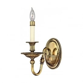 CAMBRIDGE Flemish style single candle wall light in solid brass