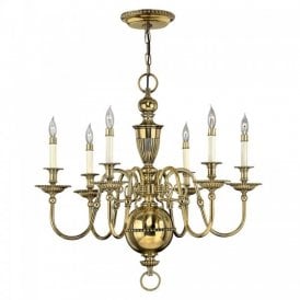 CAMBRIDGE Flemish style solid brass chandelier with 6 candle lights