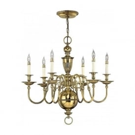 CAMBRIDGE Flemish style solid brass chandelier with 6 candle lights
